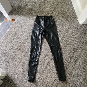 Black faux leather leggings